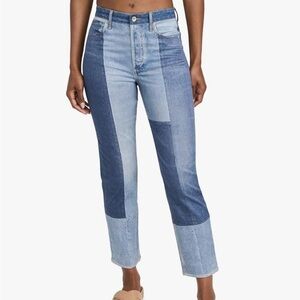 Rag & Bone Stretch Miramar Nina Cigarette Byron Patch Work Jeans in Blue Size 29